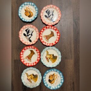 The Pioneer Woman Red, Pink and Blue Farm Animal Appetizer Plates